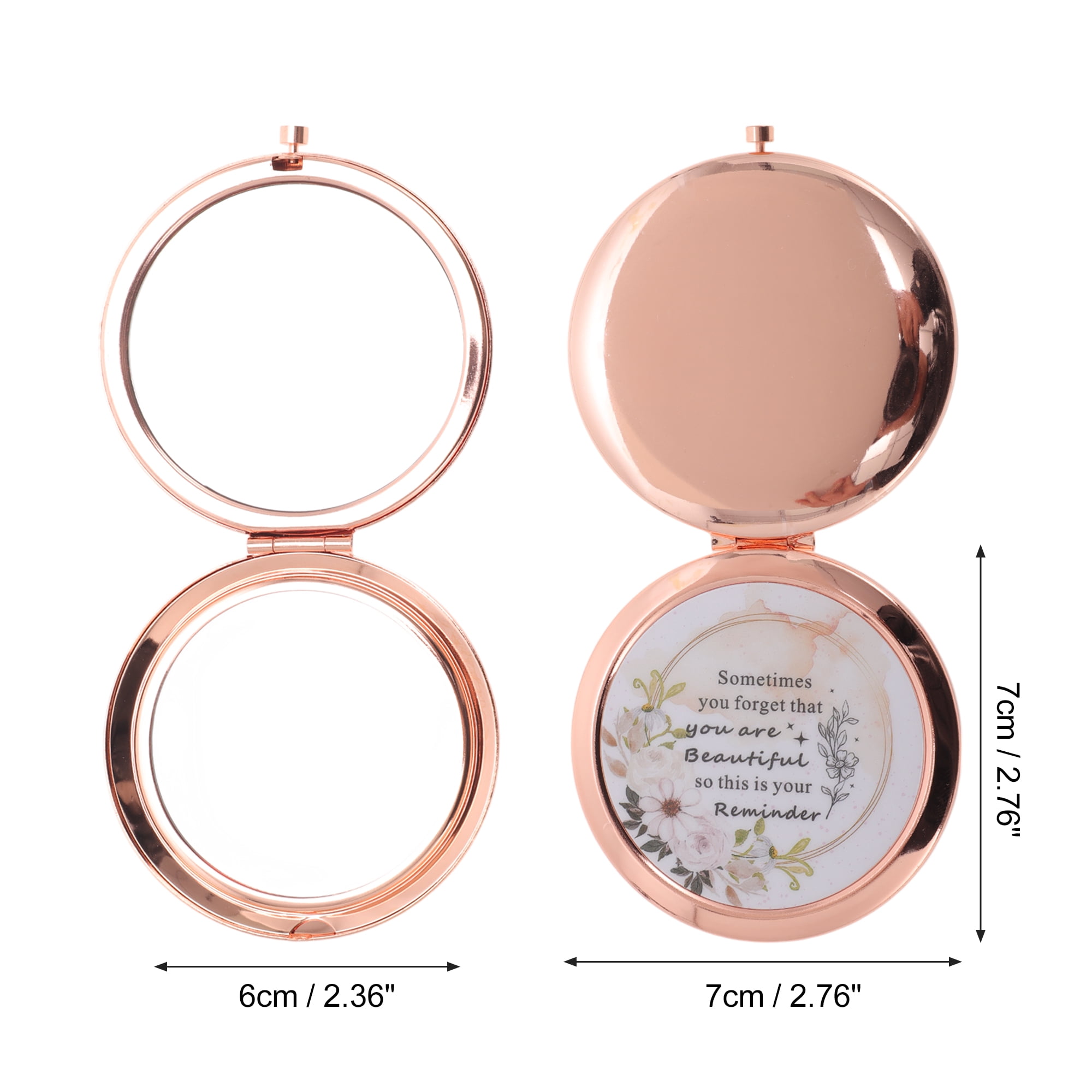 Unique Bargains Stylish Makeup Mirror Rose Gold Tone 2.76"x 2.76"x 0.39"