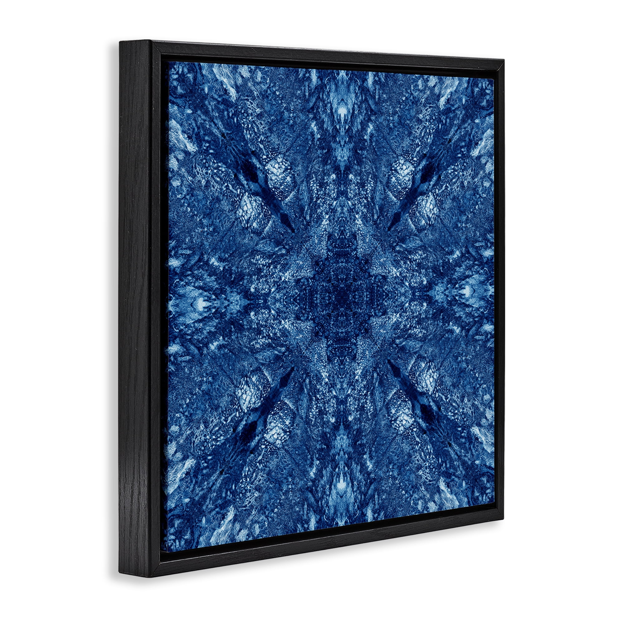 Stupell Industries Centric Symmetry Pattern Abstract Painting Black Floater Framed Canvas Art Print Wall Art, 25 x 25