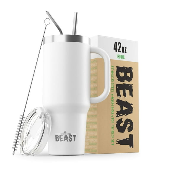 Vaso Greens Steel Beast, acero inoxidable, 1250 ml, blanco ártico