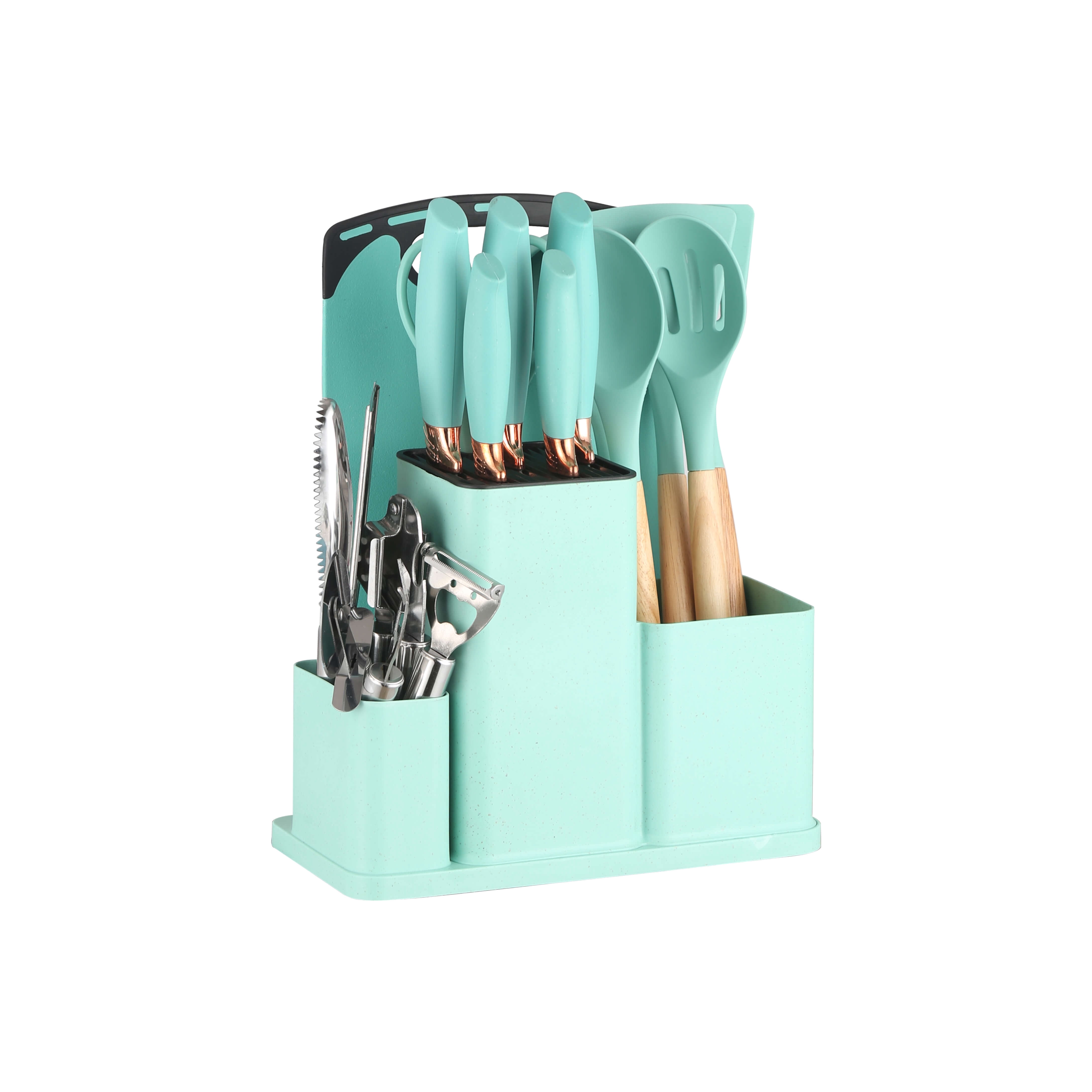 HEESEM 20 Pcs Silicone Stainless Steel Cooking Utensils Set -Multifunctional Kitchen Utensil Set - Green