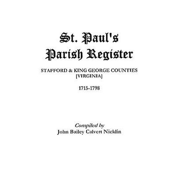St. Paul's Parish Register Paperback