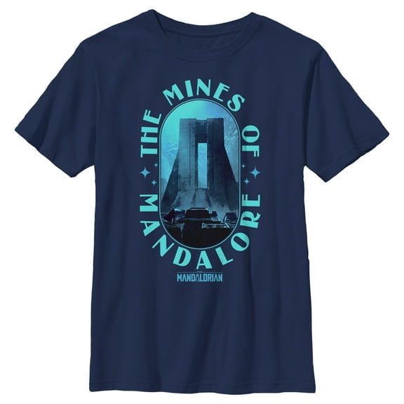 Boy's Star Wars: The Mandalorian The Mines of Mandalore Graphic Tee Navy Blue X Small
