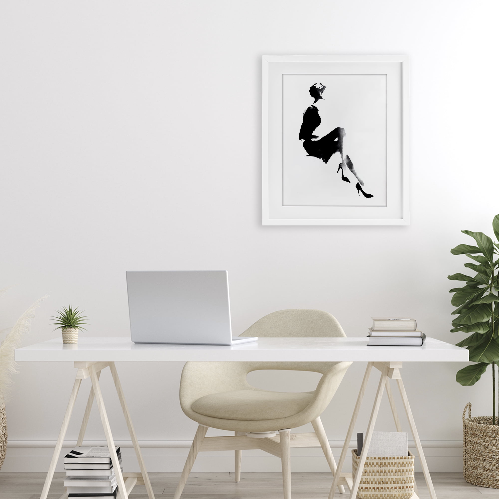 Stupell Industries Chic Silhouette Noir White Framed Print Under Glass, design by Svetlana Aleynikova