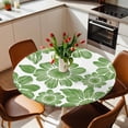 thumbnail image 2 of Green Flowers Elastic Fitted Round Table Cover Abstract Floral Waterproof Outdoor Tablecloth for Holiday Party, Picnic, Patio & Dining Fits Tables Up to 55"-60", 2 of 8