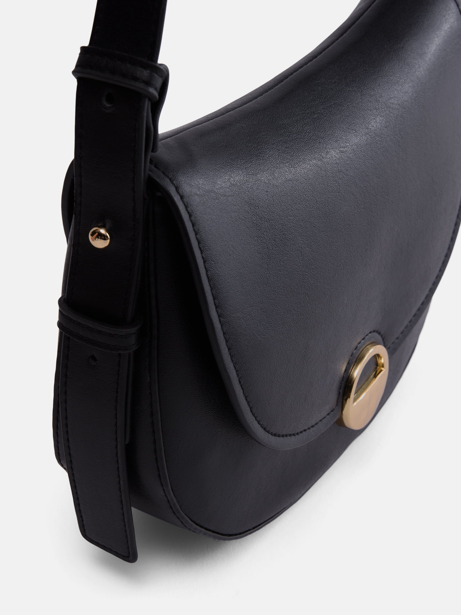Scenario Women's Faux Suede Crossbody Handbag, Black