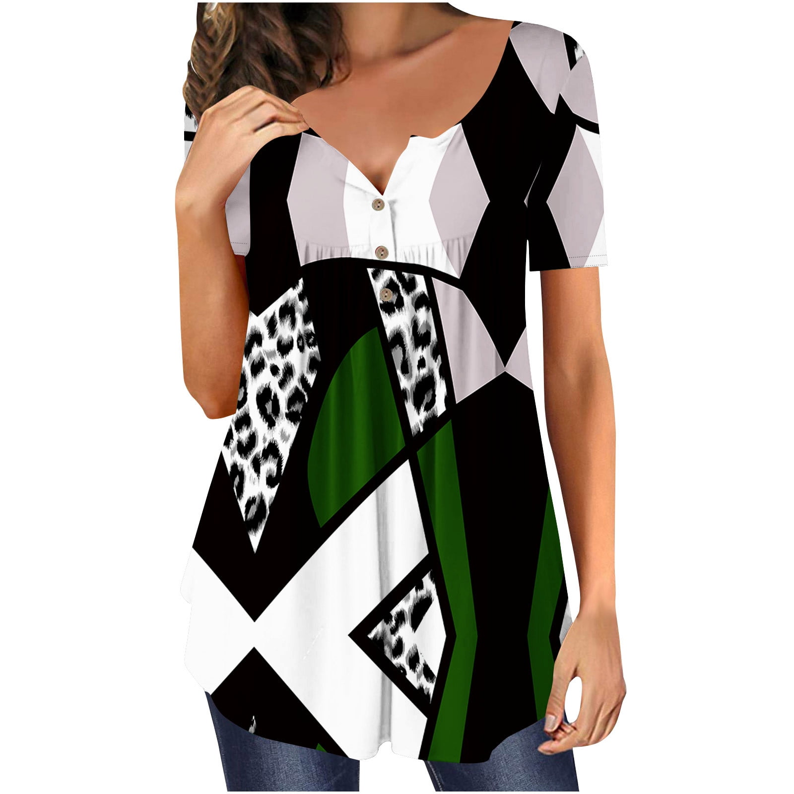 tklpehg Summer Tops for Women Short Sleeve Tunic Clearance Plus Size