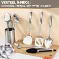 thumbnail image 5 of Vesteel Stainless Steel Kitchen Utensils Set, 9-Piece Metal Cooking Spatula Set with Holder Whisk and Kitchen Tong, Heat Resistant & Dishwasher Safe, 5 of 8