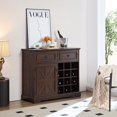 thumbnail image 3 of Farmhouse Buffet Cabinet with Storage Sideboard with 2 Drawers, Wine Bar Cabinet with Removable Wine Racks Storage Shelves, Liquor Coffee Bar Cupboard for Kitchen, Dining Room (Espresso), 3 of 8