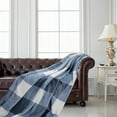 thumbnail image 2 of PiccoCasa Plaid Blanket Fuzzy Plush Blanket for Bed, Blue and White Twin/60"*78", 2 of 10