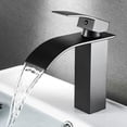 thumbnail image 1 of Grifo de lavabo en cascada, grifo mezclador en cascada negro, grifo de baño de un solo orificio montado en la cubierta, cartucho de cerámica, grifos de lavabo de diseño elegante, 1 of 1