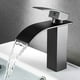 thumbnail image 1 of Grifo de lavabo en cascada, grifo mezclador en cascada negro, grifo de baño de un solo orificio montado en la cubierta, cartucho de cerámica, grifos de lavabo de diseño elegante, 1 of 1