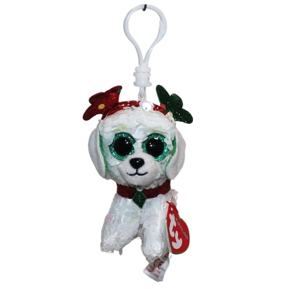 Ty Flippables (Plastic Key Clip) - Sugar the Christmas Dog  - Stuffed Animal