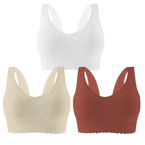 Women's Medium Support Sports Bras 3-Pack, Thin Straps, Wire-Free, Yoga & Activewear