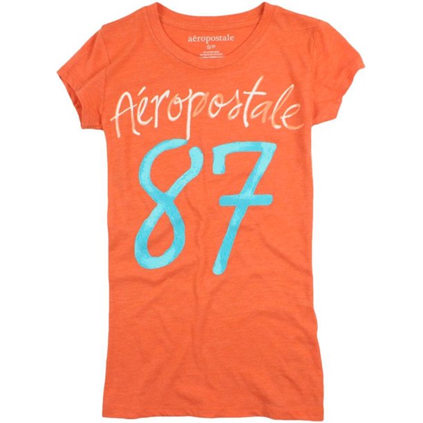 Camiseta gráfica Aeropostale Painted 87 para mujer, Aeropostale, Camiseta gráfica, Naranja, Pequeña