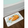 thumbnail image 2 of Fox Bath Mat, Sleeping Fox in Watercolors Hand Drawn Fresh Wild Flowers Blossoms Artwork, Non-Slip Plush Mat Bathroom Kitchen Laundry Room Decor, 29.5 X 17.5 Inches, Orange Blue Olive Green, Ambesonne, 2 of 2