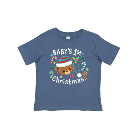 

Inktastic Baby s 1st Christmas Cute Bear with Candy Canes Gift Baby Boy or Baby Girl T-Shirt