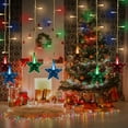 thumbnail image 4 of Tunhigl Christmas Star Curtain Lights with Remote, 96 LED Fairy String Lights for Holiday Party Decor - 11.5ft USB Plug In Snowflake Lights for Indoor and Outdoor Use Clear, 4 of 7