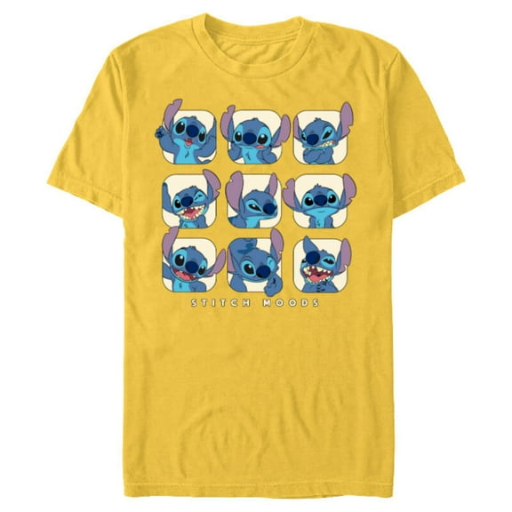 Disney Lilo and Stitch Moods - Short Sleeve Blended T-Shirt for Adults -Customized-Yellow