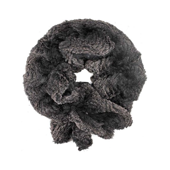 Black Gradient Plush Faux Fur Scarf
