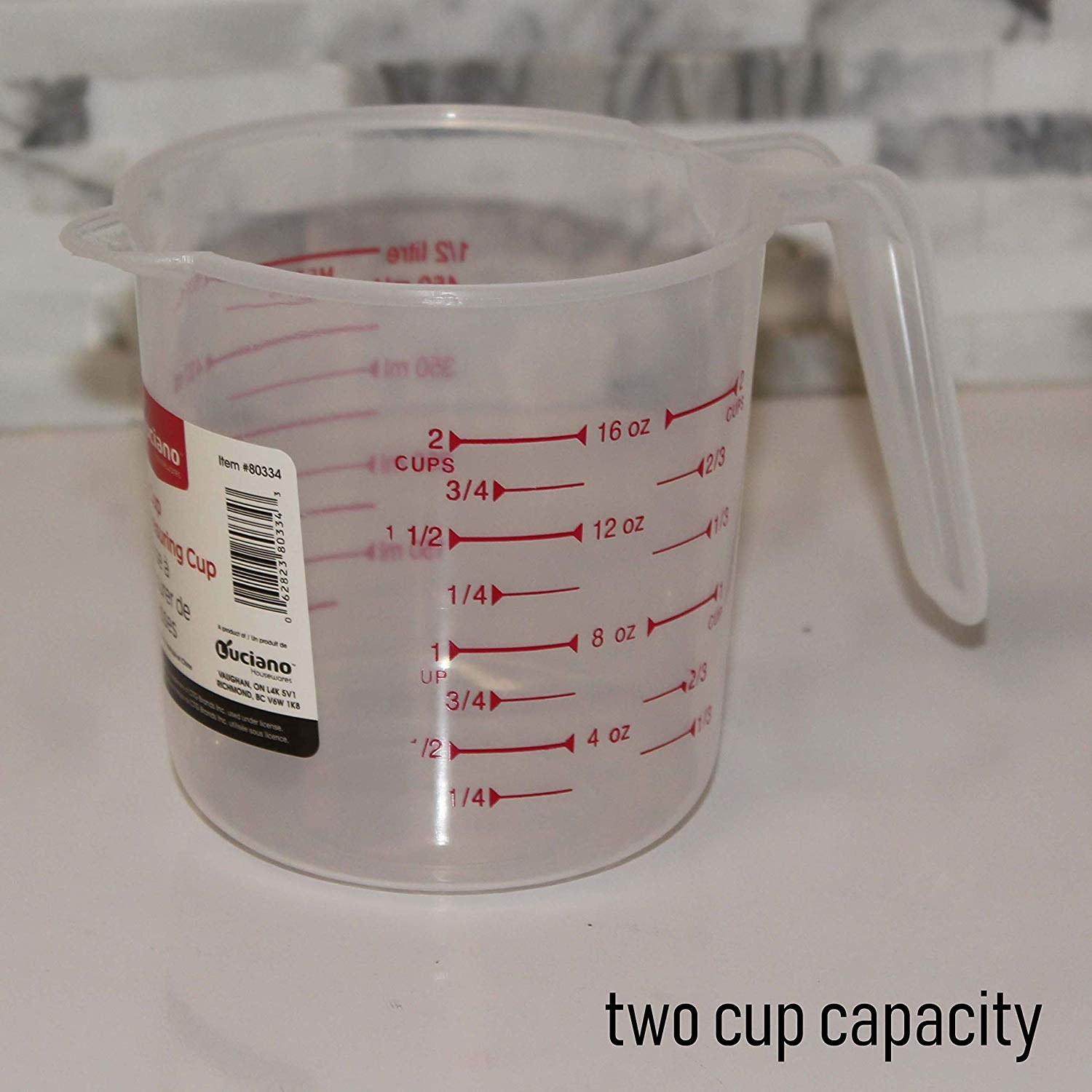 Luciano Clear Plastic Measuring Cup 2Cup Capacity for Measuring