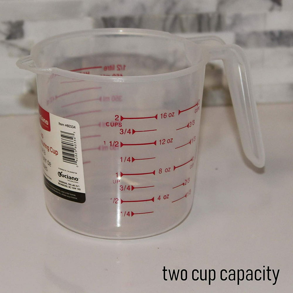 Clear Plastic Measuring Cup 2Cup Capacity for Measuring Cooking and Baking Ingredients
