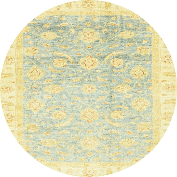 Ahgly Company Indoor Round Abstract Sun Yellow Oriental Area Rugs, 5' Round