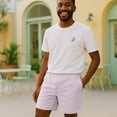 thumbnail image 3 of Dalix Lil Alien Beach Short Embroidered Casual Pocket Mesh Drawcord Waist Mens in Orchid M Medium, 3 of 5