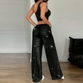 thumbnail image 5 of WULMLEO Women Sparkly Sequin Wide Leg Pants Shiny Elastic Low Rise Drawstring Palazzo Pant Glitter Baggy Party Long Trouser Black L, 5 of 7