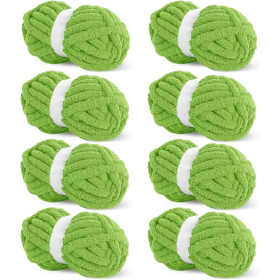 8pack Chunky Chenille Yarn for Blanket, Super Bulky Soft Thick Fluffy Jumbo Giant Washable Polyester Big Yarn for Hand Knitting Extreme DIY Arm Knitting Throw Rugs Pillow