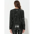 thumbnail image 4 of Chaqueta corta Allegra K con lentejuelas brillantes para mujer Negro L, 4 of 6