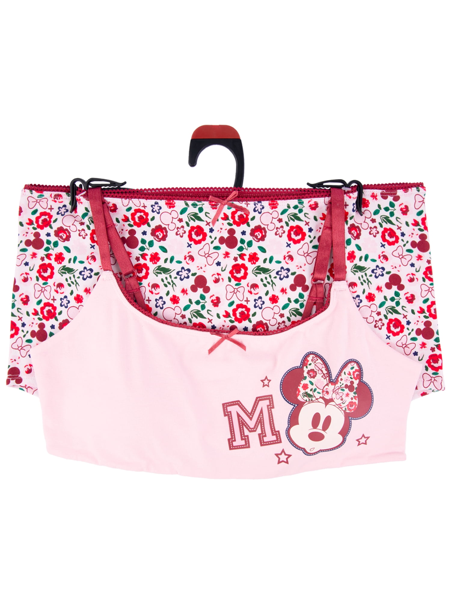Minnie Mouse Junior's 2-Piece Bralette and Boyshort Set, Size Small to Extra Large