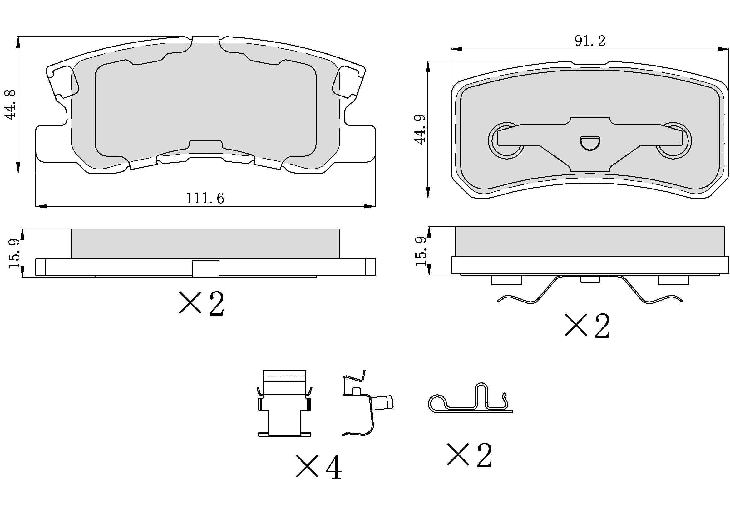 Winstop Brake Pad Set, Rear WS.0868.0.C, Jeep Patriot 2017-2007