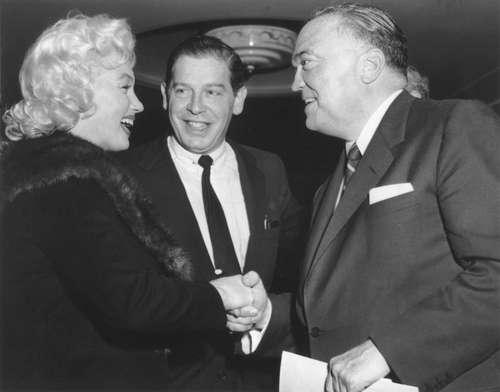 Fbi Director J Edgar Hoover Shaking Hands With Marilyn Monroe With