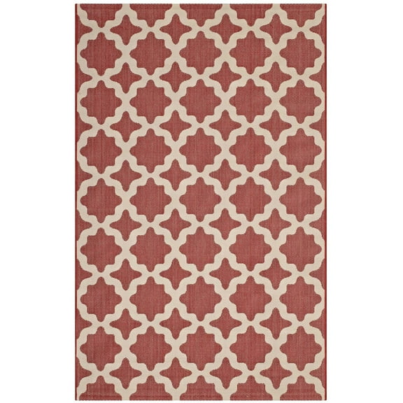 Ergode Cerelia Moroccan Trellis 5x8 Indoor and Outdoor Area Rug - Red and Beige