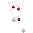 thumbnail image 2 of Delight Jewelry Silvertone 3-D Present Box with Bow and Crystal Red Lucky Ladybug Necklace and Dangle Earrings Set, 2 of 6