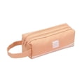 thumbnail image 2 of Dual Zipper Canvas Pencil Case, Pencil Bag, Soft Pencil Pouch, Large Capacity Stationery Bag, Handheld Pen Storage Case, Double Compartment Striped Pouch for Multipurpose Travel Sundry Storage 1Pcs, 2 of 5