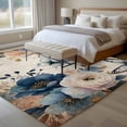 thumbnail image 4 of Area Rug for Living Room, Vintage Blue Floral Non-Slip Indoor Large Carpet for Bedroom/Dining Room, Butterflies Watercolor Flower Tan Washable Low-Profile Rectangle Floor Runner Rugs - 6 x 9 Ft, 4 of 8