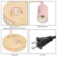 thumbnail image 4 of Haitral Pink Industrial Table Lamp Wooden Base Metal Frame with Rotary Switch, 4 of 5