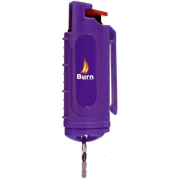 Burn Pepper Spray Keychain for Self Defense - 1/2oz in Plastic Case Molded, Purple