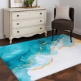 thumbnail image 3 of Abstract Waves Area Rugs 4x6 ft Blue Gold Retro Oil Painting Style Washable Rug Non Slip Indoor Carpet Absorbent Floor Mat for Living Room Bedroom Dining Room, 3 of 9