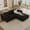 Black, variant on MAYEERTY 134 Inch Camel Corduroy Low Cloud L-Shape Sectional Sofa, 4-Seat Modular Deep Chaise Couch Zero Assembly