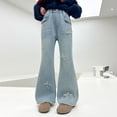 thumbnail image 6 of LRen Girls Wide Leg Jeans Casual Baggy Pants for Girl Cute Soild Straight Pant Y2k Trousers Fall Winter Streetwear,13-14 Years, 6 of 8