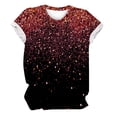 thumbnail image 4 of Prolriy Hauts d'Été pour Femmes 2025 Printemps Col Rond Imprimé Cristal Brillant T-Shirt Décontracté à Manches Courtes Rouge TTTG, 4 of 4