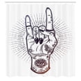 thumbnail image 3 of Ambesonne Rock and Roll Shower Curtain, Tattooed Hand Raised, 69"Wx75"L, Redbrown Dark Purple, 3 of 5