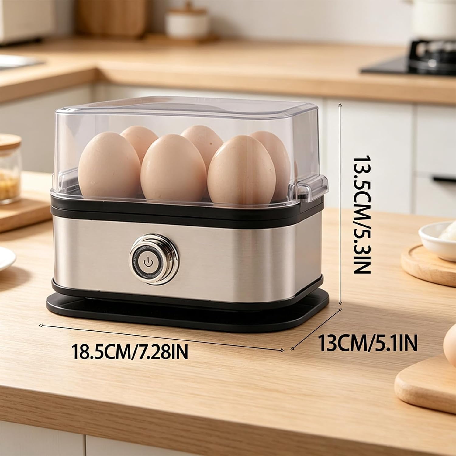 Multifunctional Egg Steamer with Clear Lid, Compact 6 egg Electric Cooker, for Soft, Medium, Hard Boiled,Dorms & Fitness Meal Prep