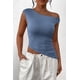 thumbnail image 5 of Remera PRETTYGARDEN 2025 Crop Top con Hombro Descubierto y Fruncido XL Gris Azul, 5 of 8