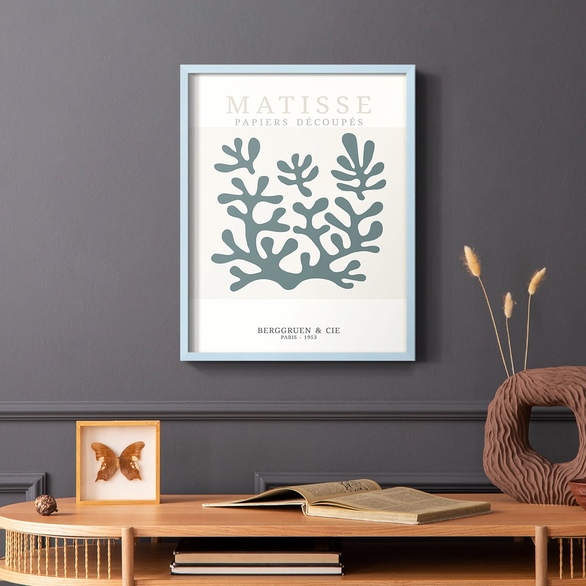 Matisse CDXXVII in Blue Solid Wood Framed Print No Nail Hanging