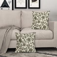 thumbnail image 5 of Olive Green Floral Block Print Pillow Covers 16x16 Set of 2 Spring Vintage Flower Pattern Cream Decorative Throw Pillowcases Outdoor Rustic Farmhouse Square Cushion Cases Couch Sofa Bed Decor, 5 of 7