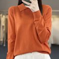 thumbnail image 1 of Hot6sl Women's Fashion Casual Round Neck Solid Color Loose Base Knitted Sweater Top, 1 of 4