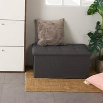 HYJY Storage Ottoman Tufted Upholstered Ottoman Bench Fabric Ottoman with Storage/Lid, Modern Foot Rest Stool for Living Room Bedroom Entryway, Grey, 29 x 14 x 14 inches